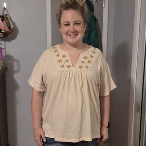 Heydon Embroidered Cream/Tan Women's Top